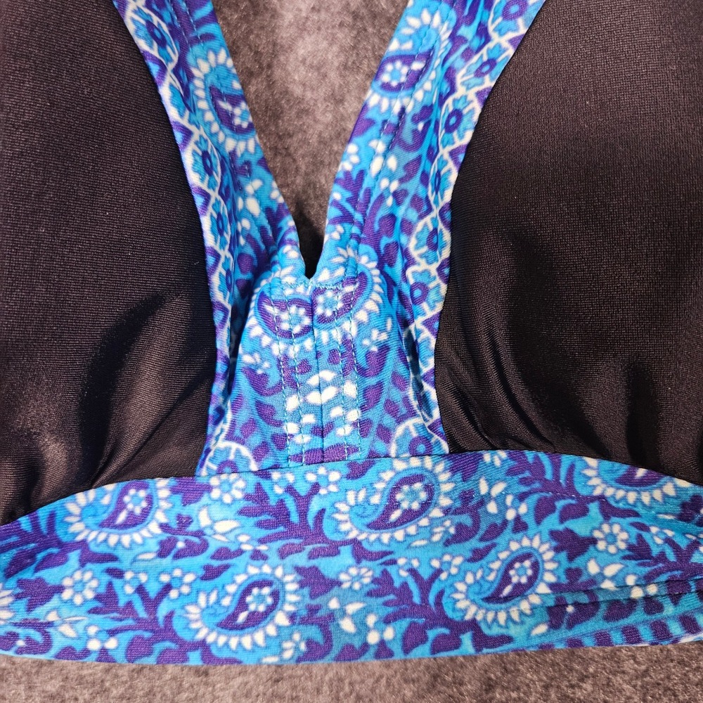 Athleta Womens Blue Paisley Halter Bikini Top Underwire Beach Vacation Sz 36 B/C - Picture 2 of 10